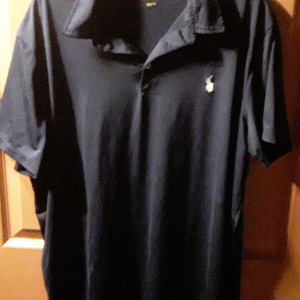 Mens dark blue moisture wicking golf polo - Picture 3 of 4